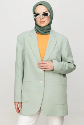 Mold Green Pleated Bamboo Square Scarf