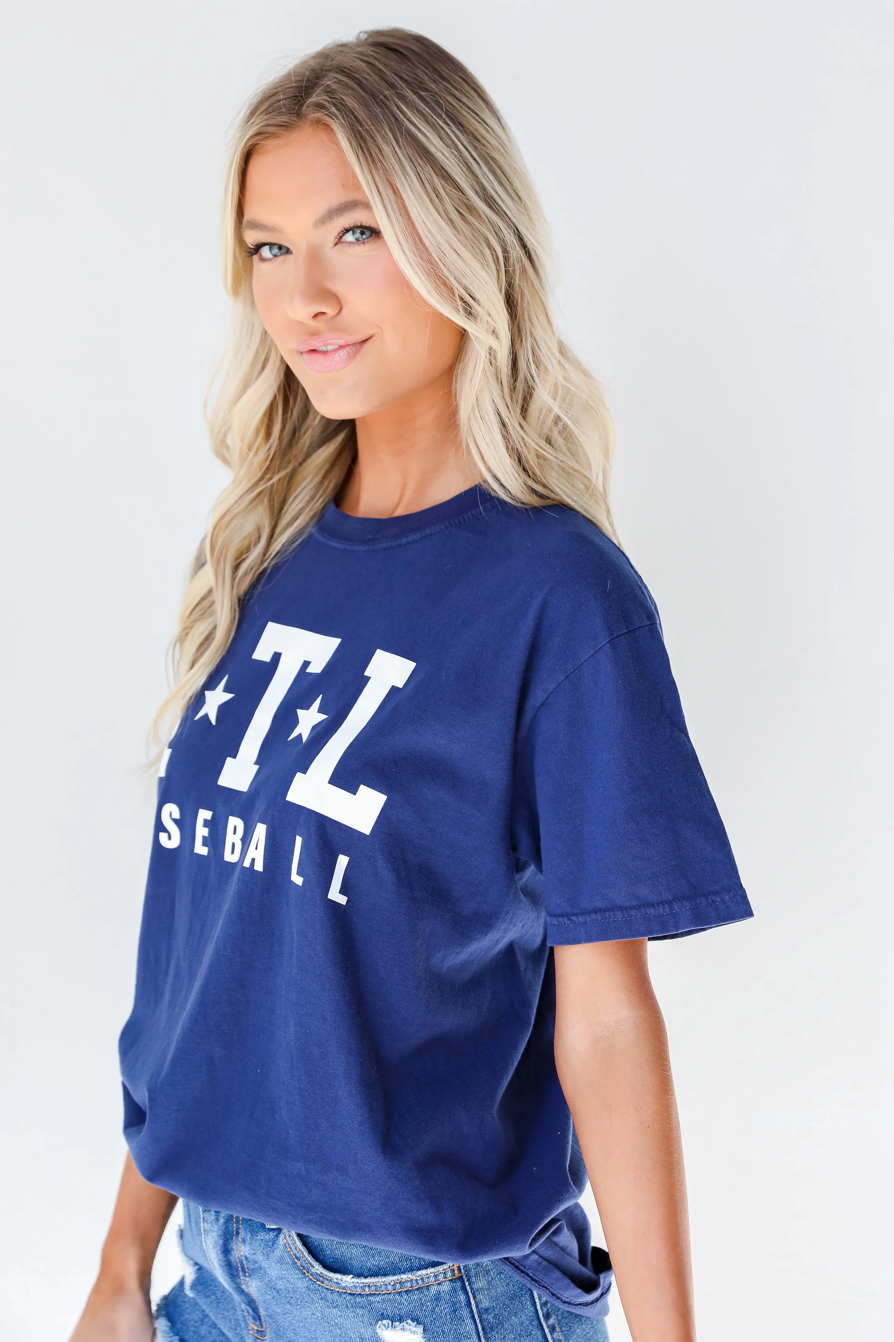 Navy ATL Baseball Star Tee