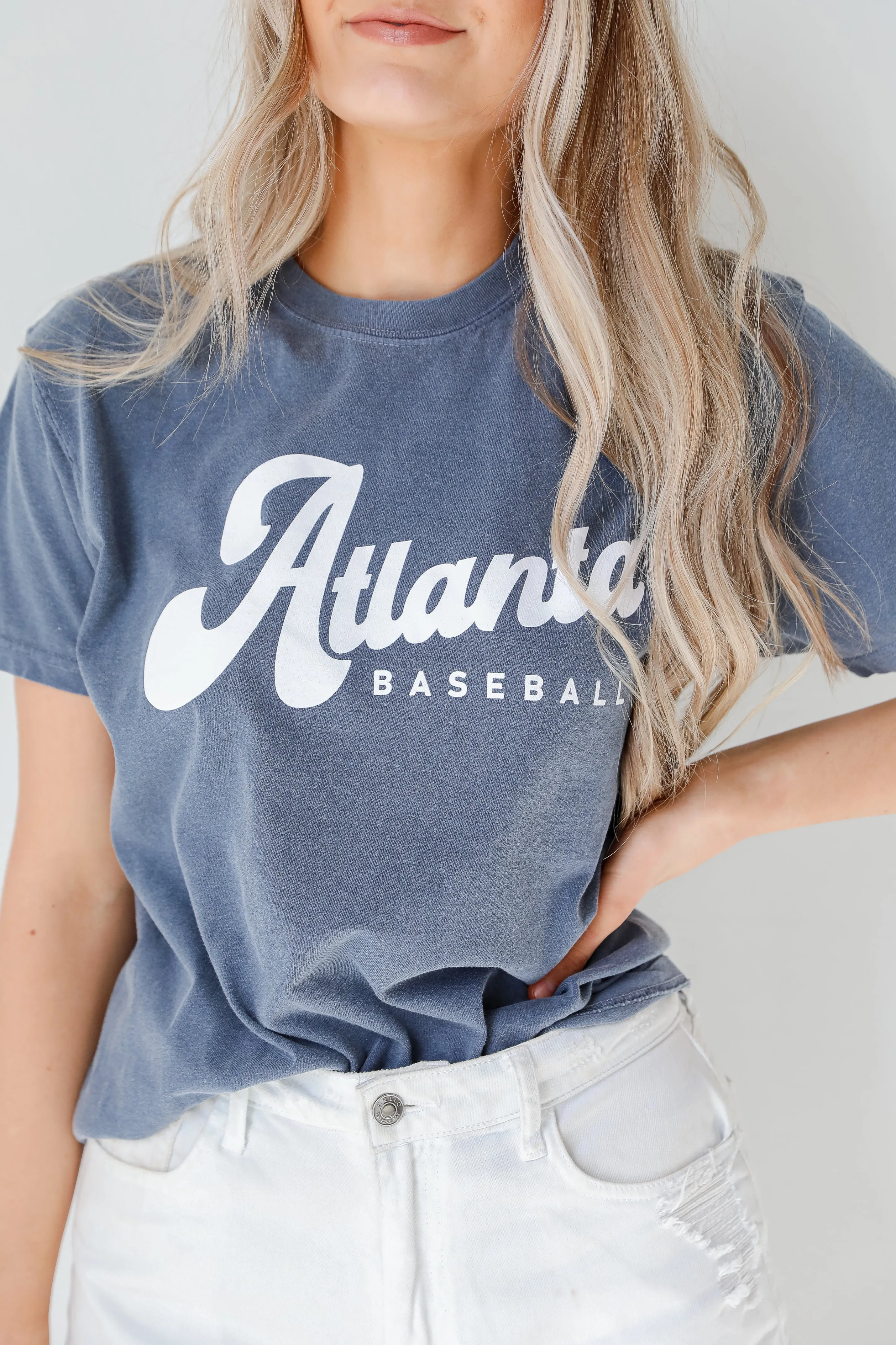 Navy Atlanta Baseball Tee