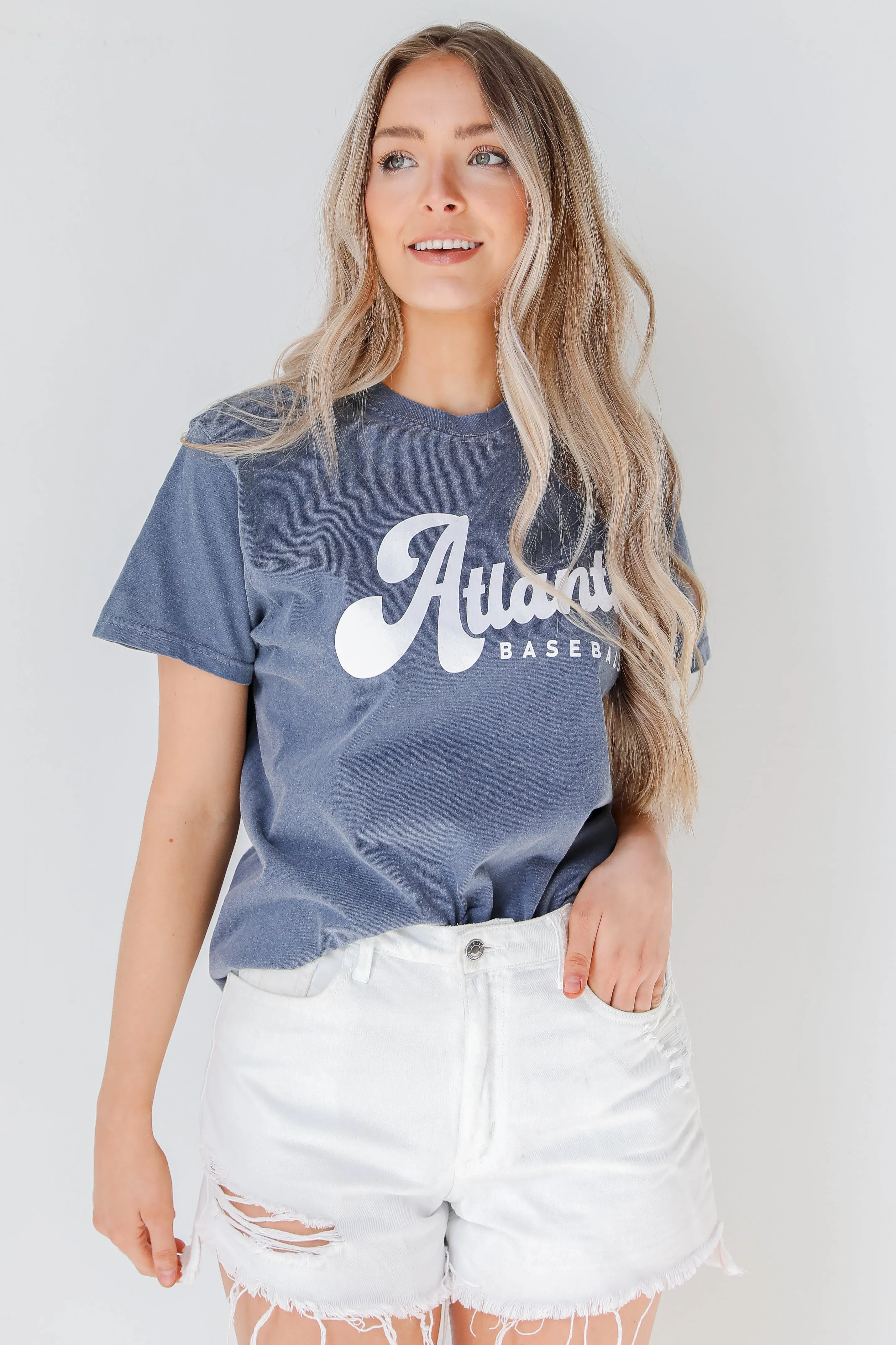 Navy Atlanta Baseball Tee