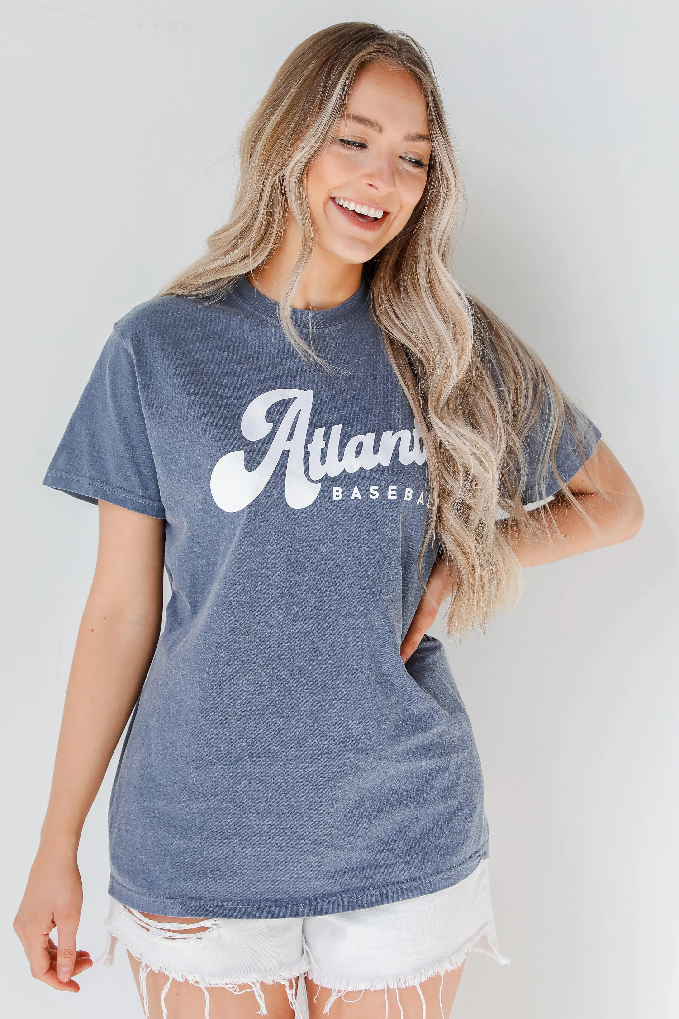Navy Atlanta Baseball Tee