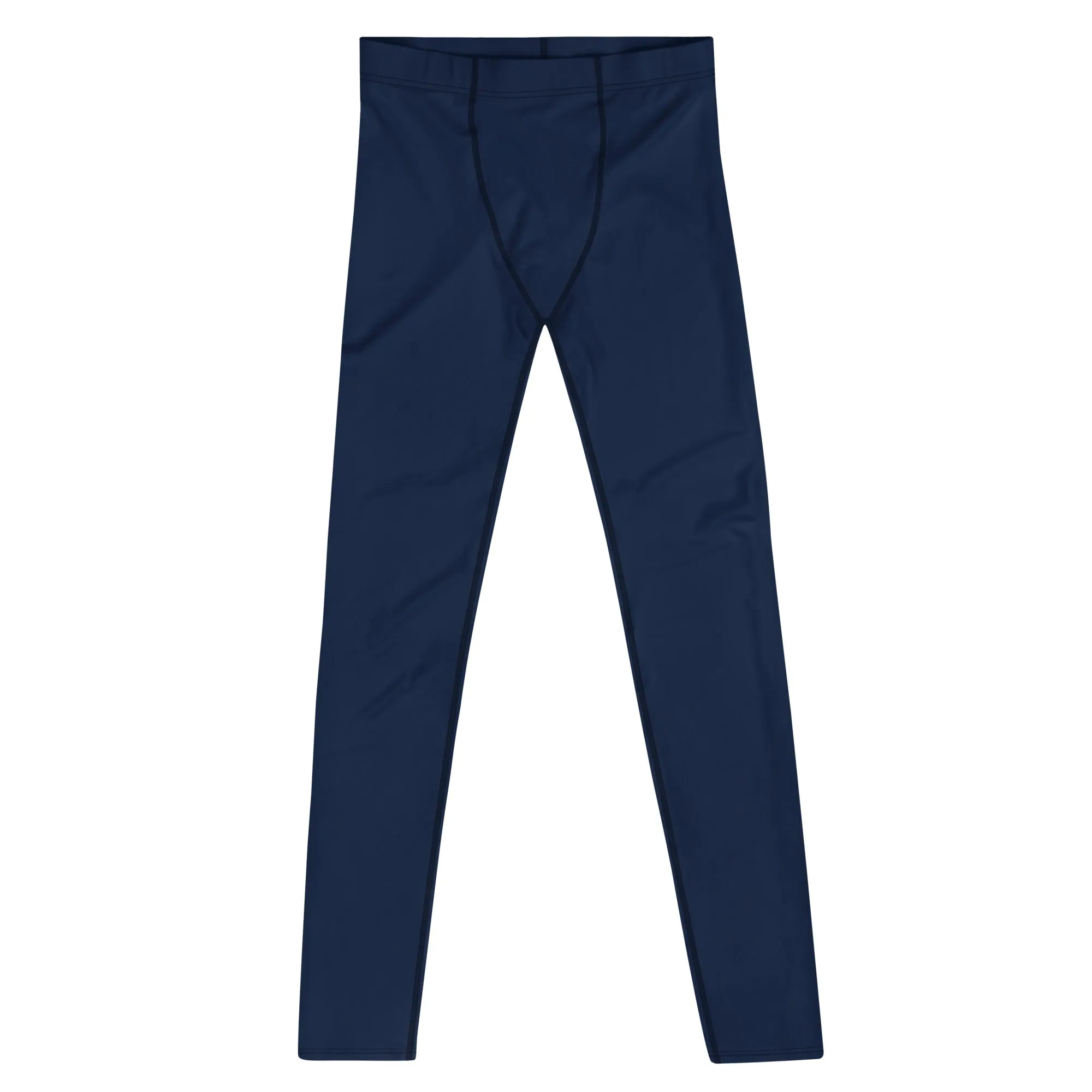 Navy Blue Men's Leggings, Solid Color Meggings Running Compression Tights For Men - Made in USA/EU