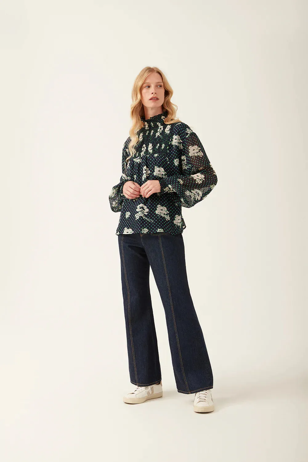 Nora Floral Dot Top