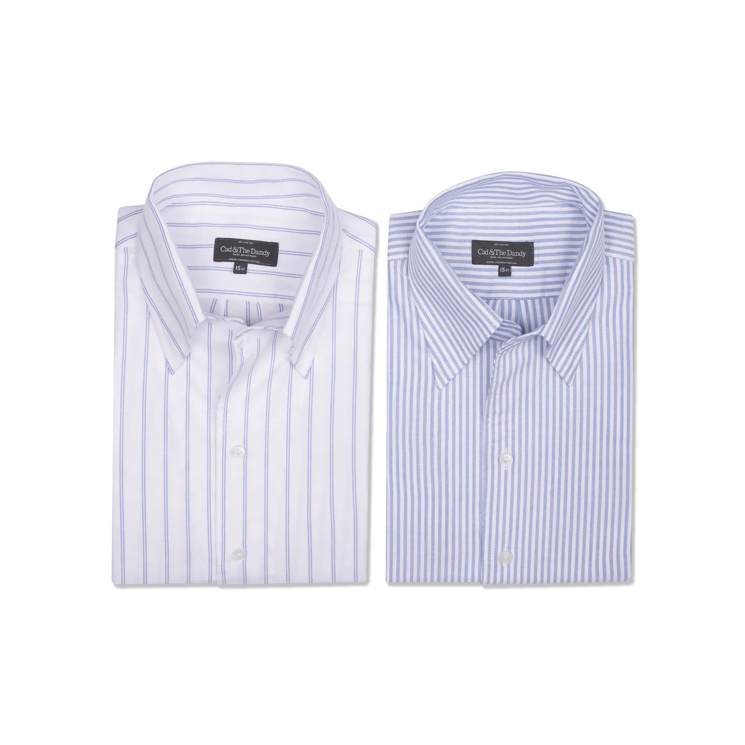 One Piece Button Down Shirt in Blue Double Stripe Stripe Oxford