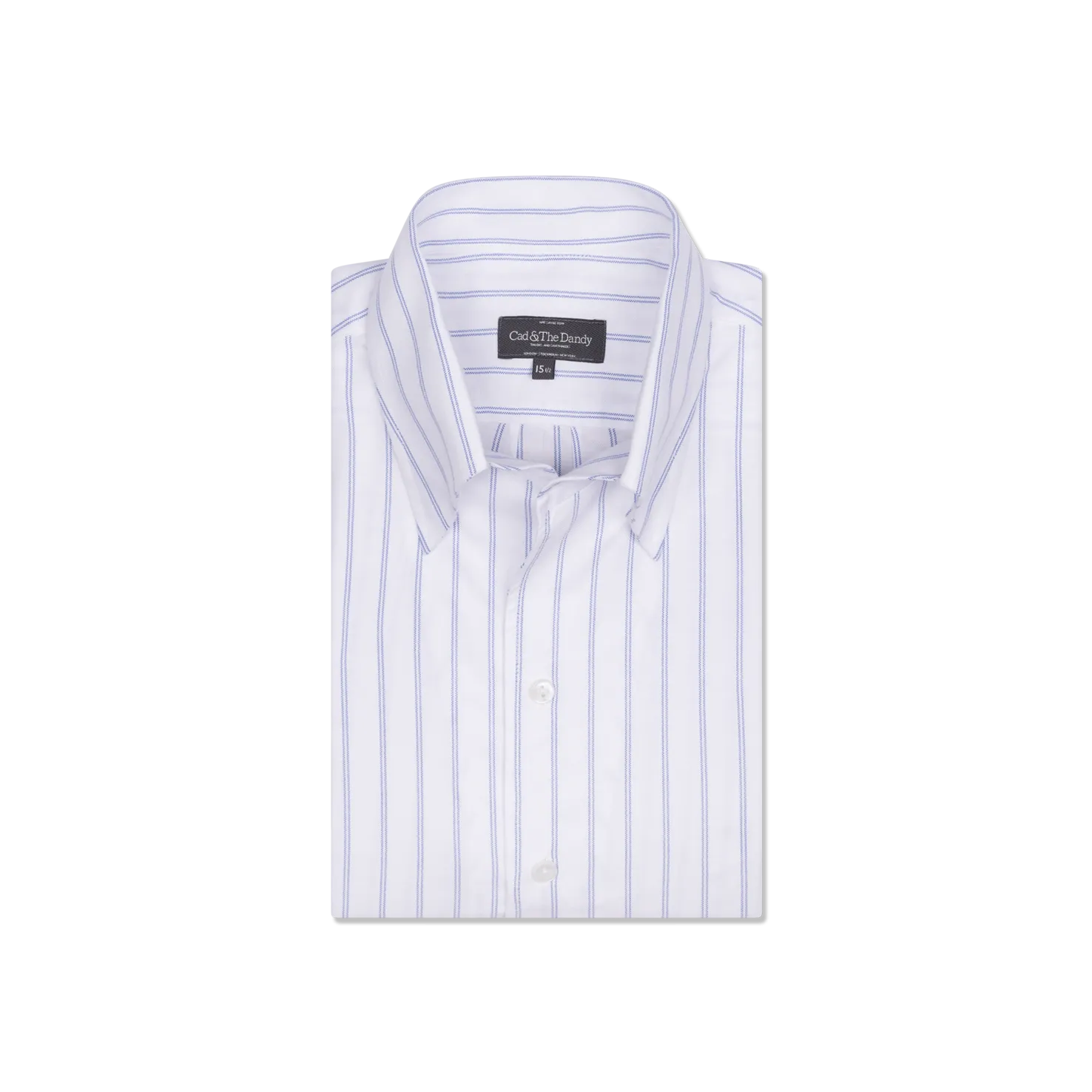One Piece Button Down Shirt in Blue Double Stripe Stripe Oxford