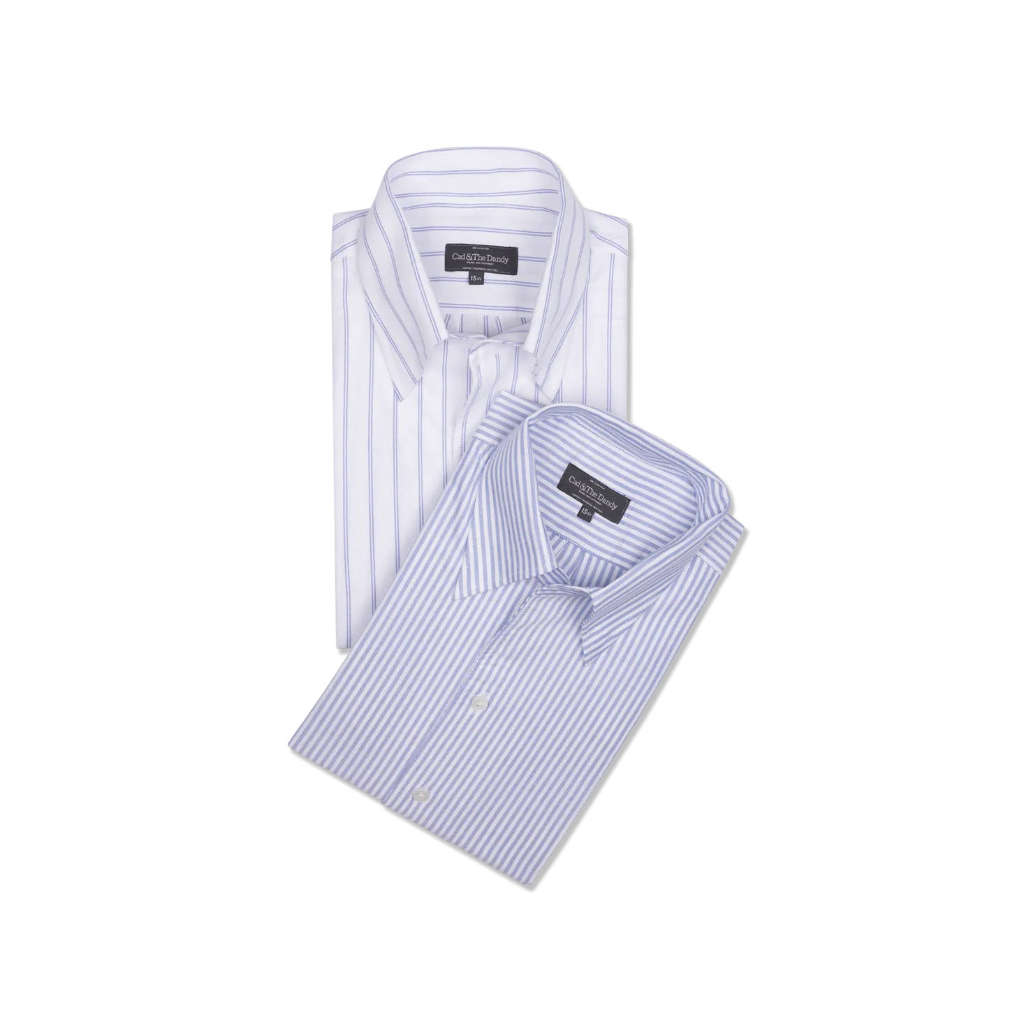 One Piece Button Down Shirt in Blue Double Stripe Stripe Oxford