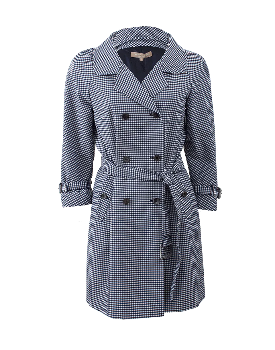 Open Neck Gingham Trench