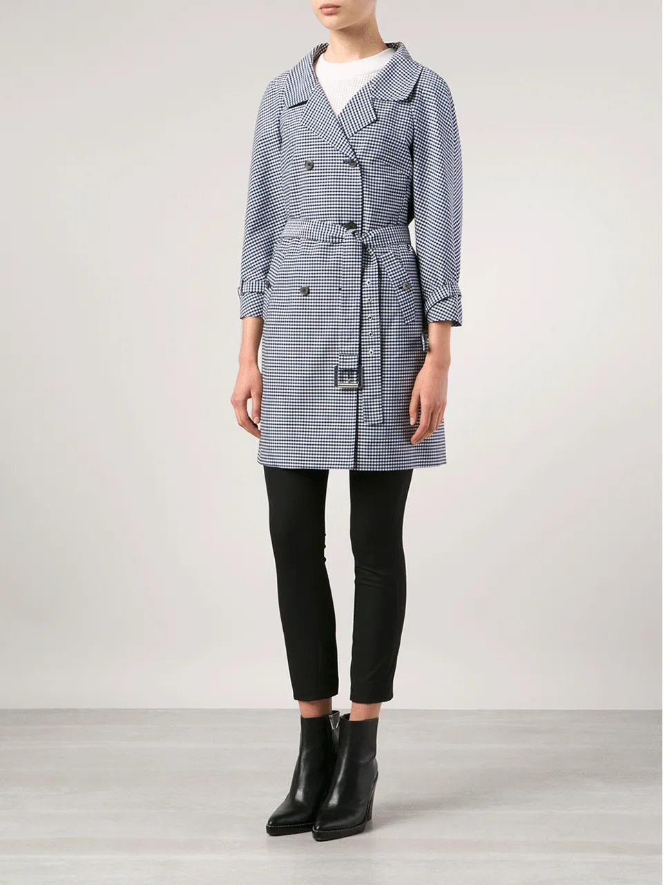 Open Neck Gingham Trench