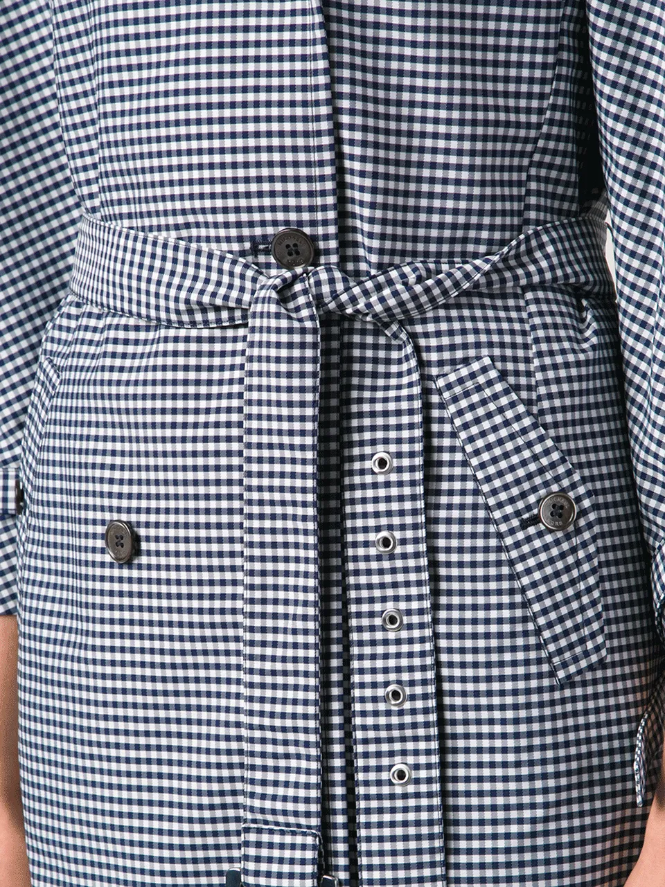 Open Neck Gingham Trench