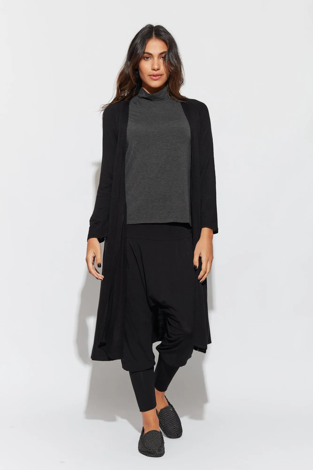 Quatro Cashmere/Bamboo Duster Jacket - Black