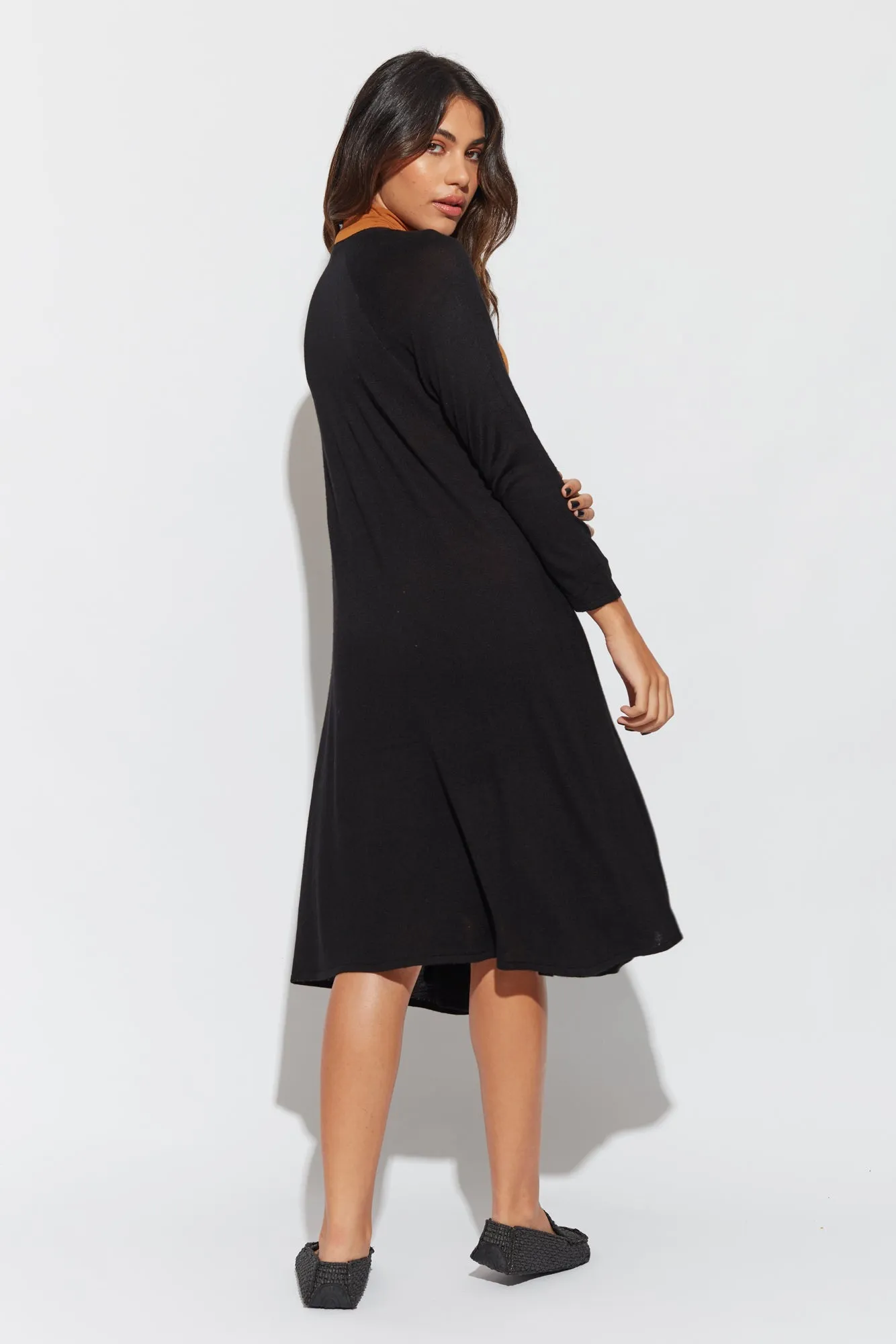 Quatro Cashmere/Bamboo Duster Jacket - Black