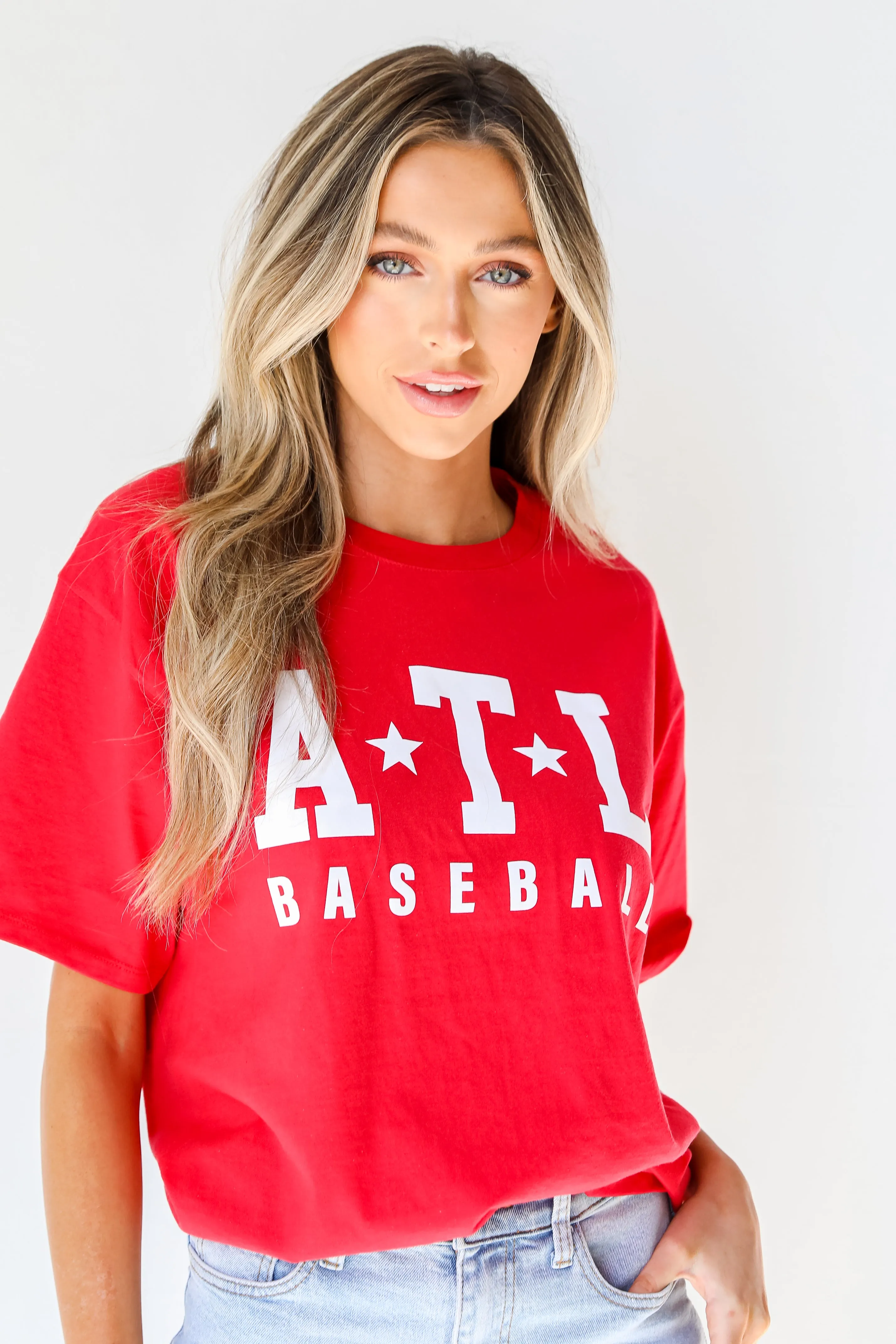 Red ATL Baseball Star Tee