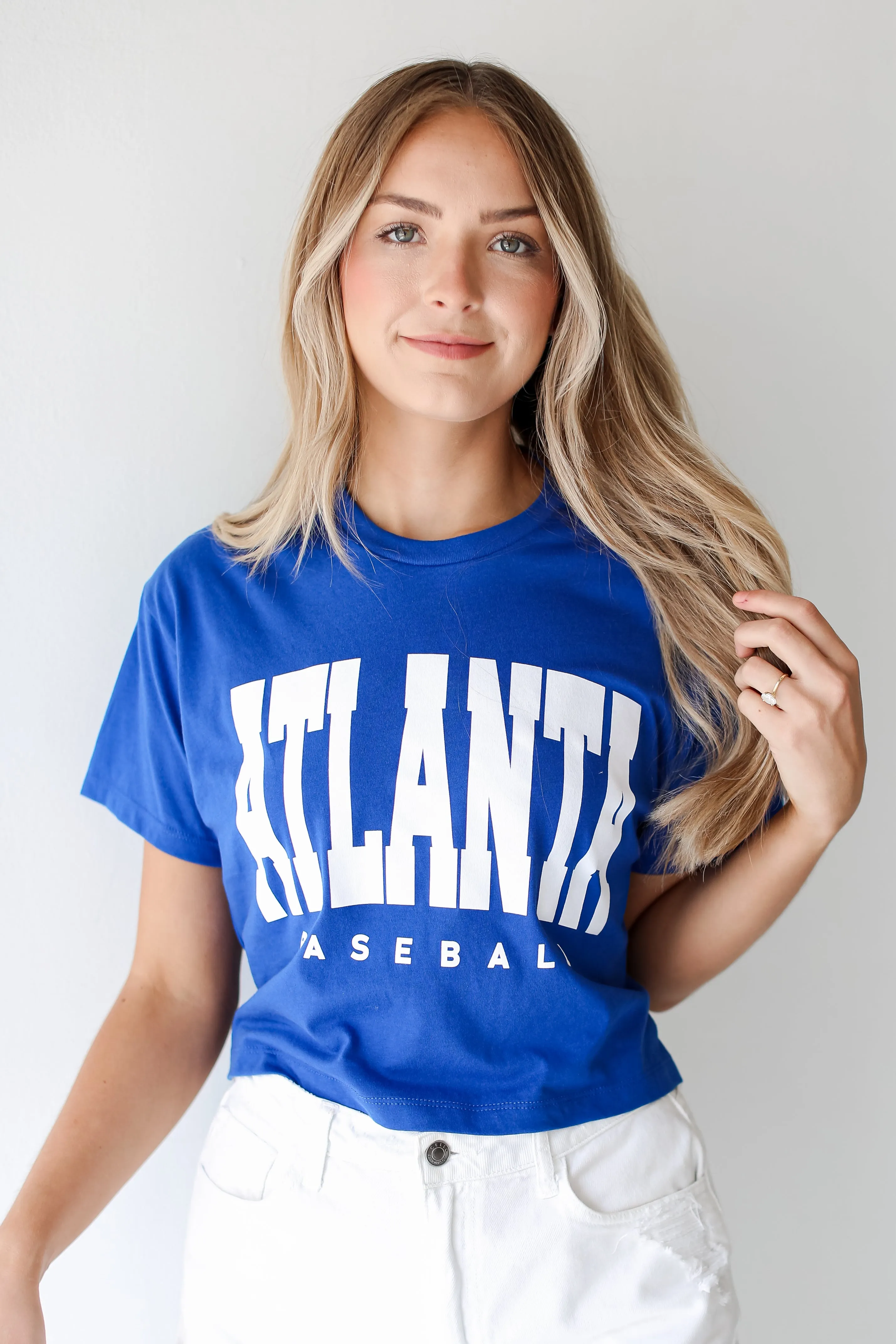 Royal Blue Atlanta Baseball Cropped Tee