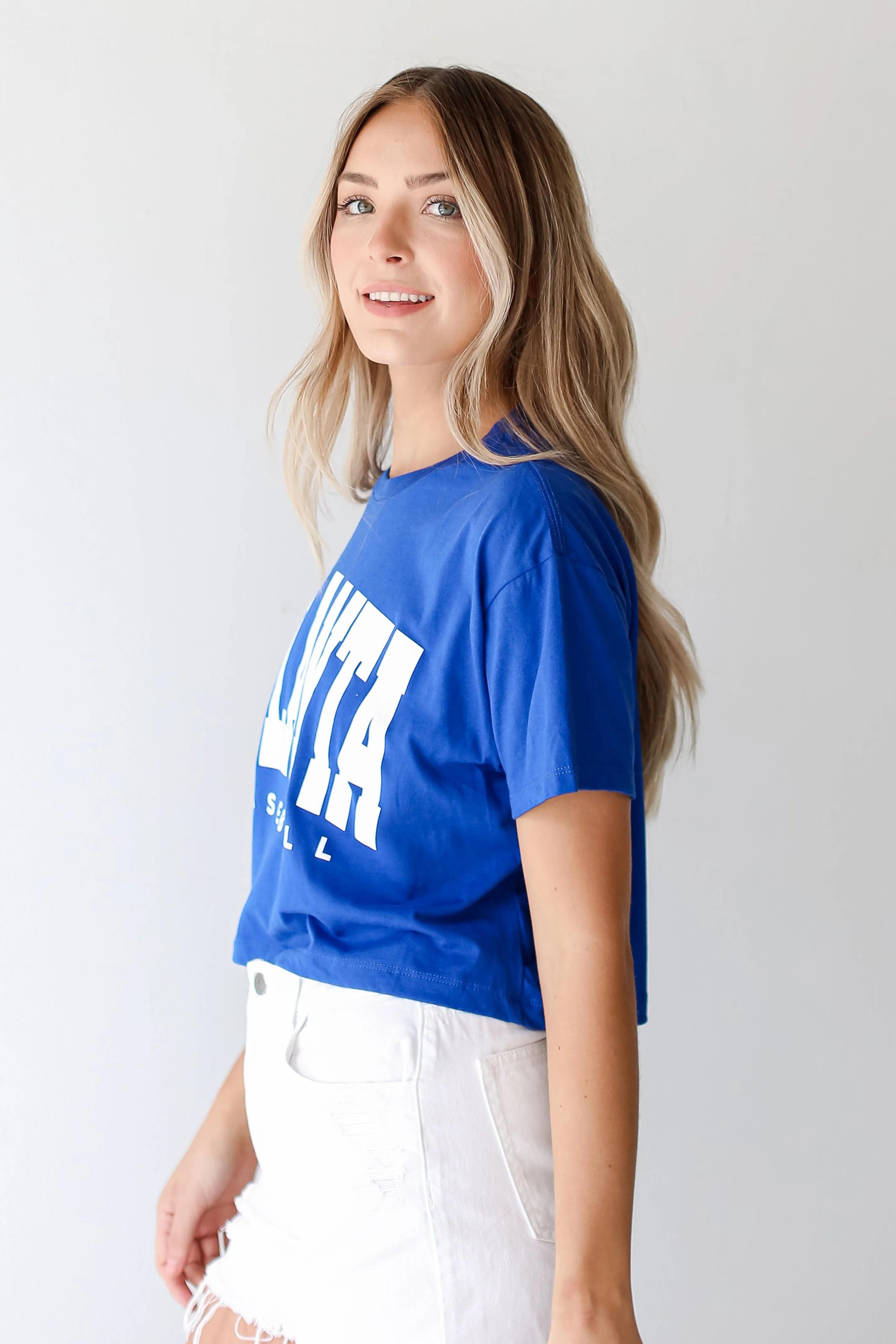 Royal Blue Atlanta Baseball Cropped Tee