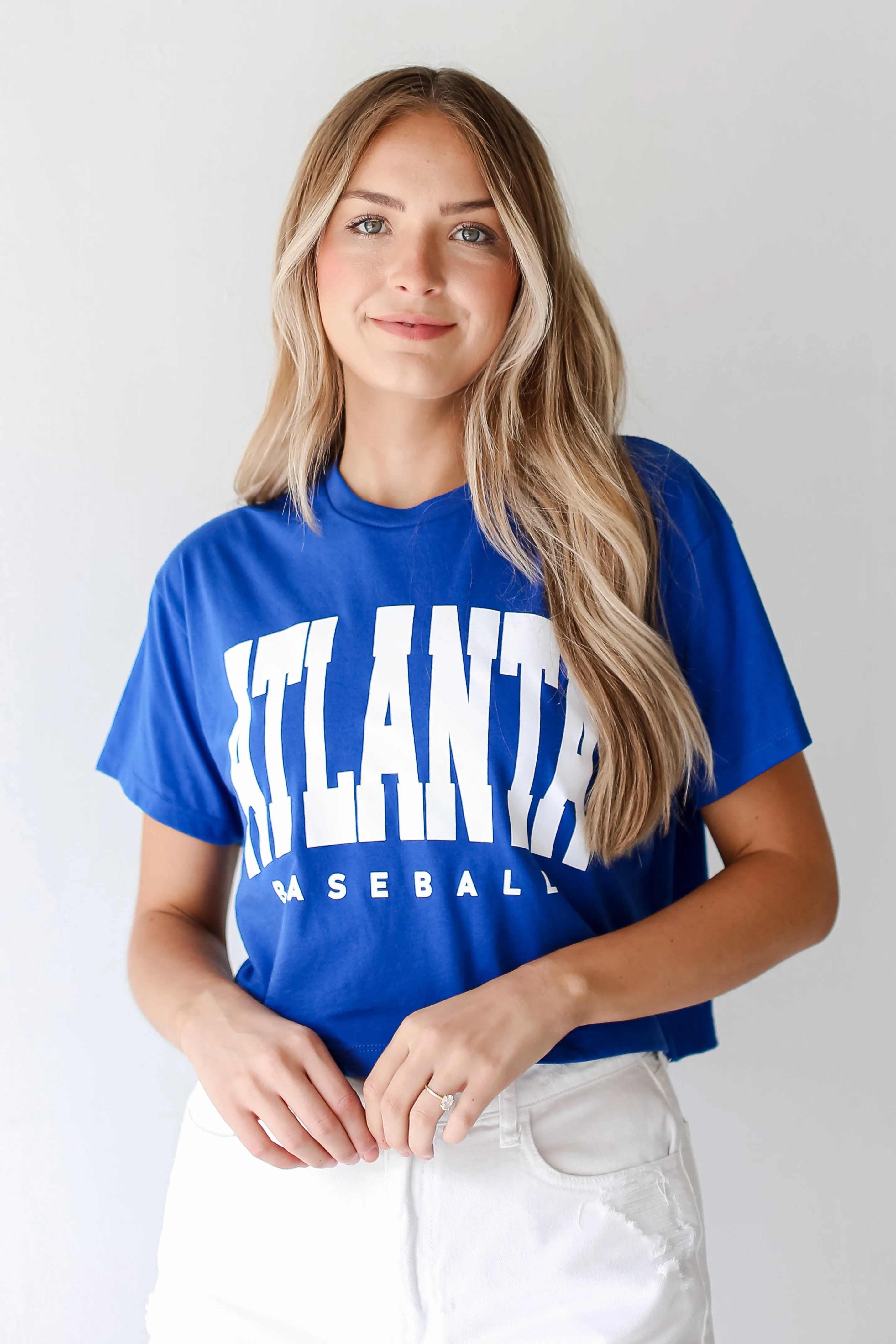 Royal Blue Atlanta Baseball Cropped Tee