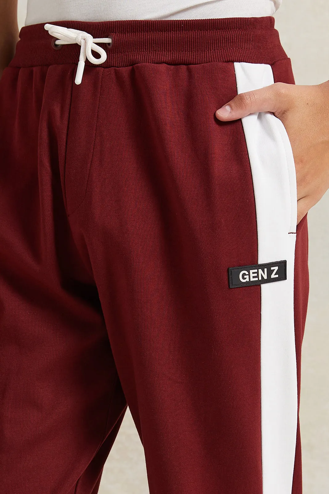 Senior Boys Burgundy And White Jogger