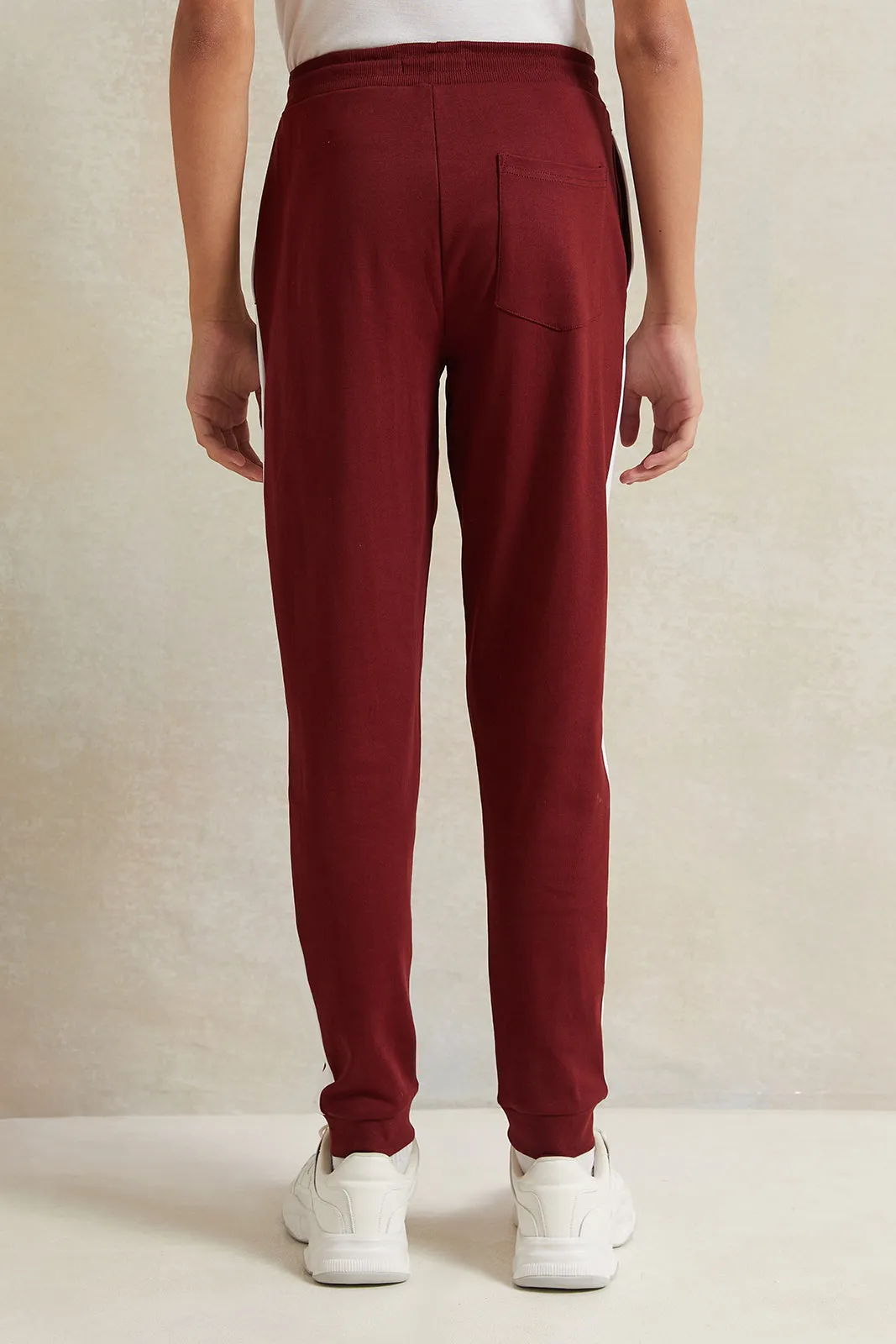 Senior Boys Burgundy And White Jogger