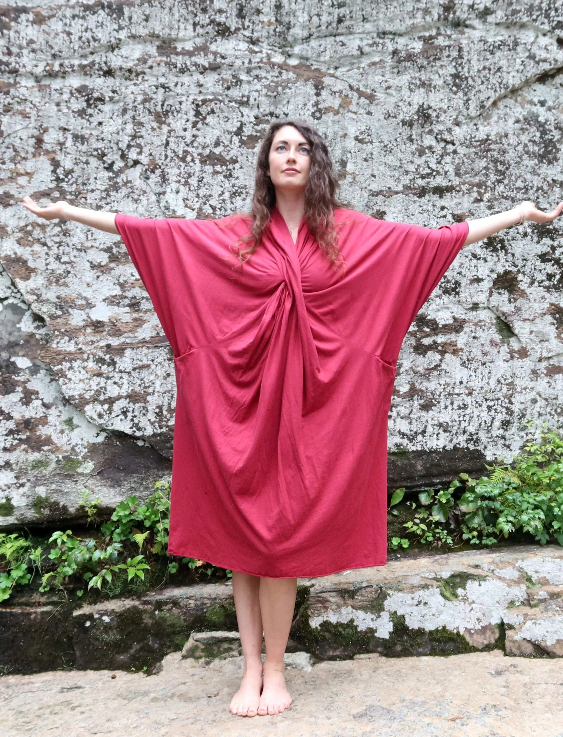 Shawl Collar Origami Below Knee Kaftan
