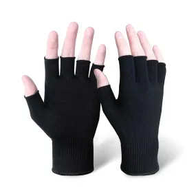 Silk Knit Fingerless Gloves (Black)