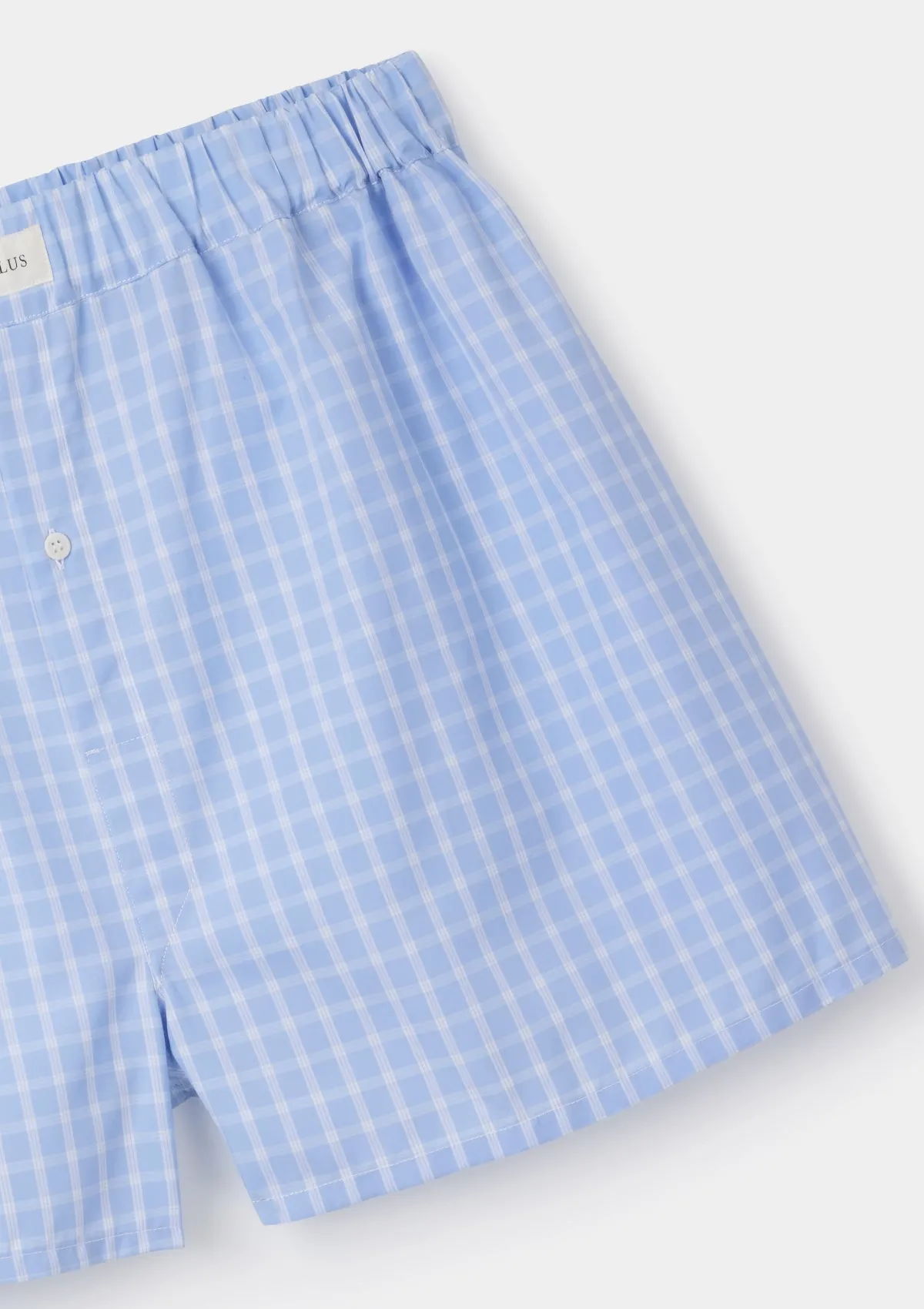 Sky Blue Check Cotton Boxer Shorts
