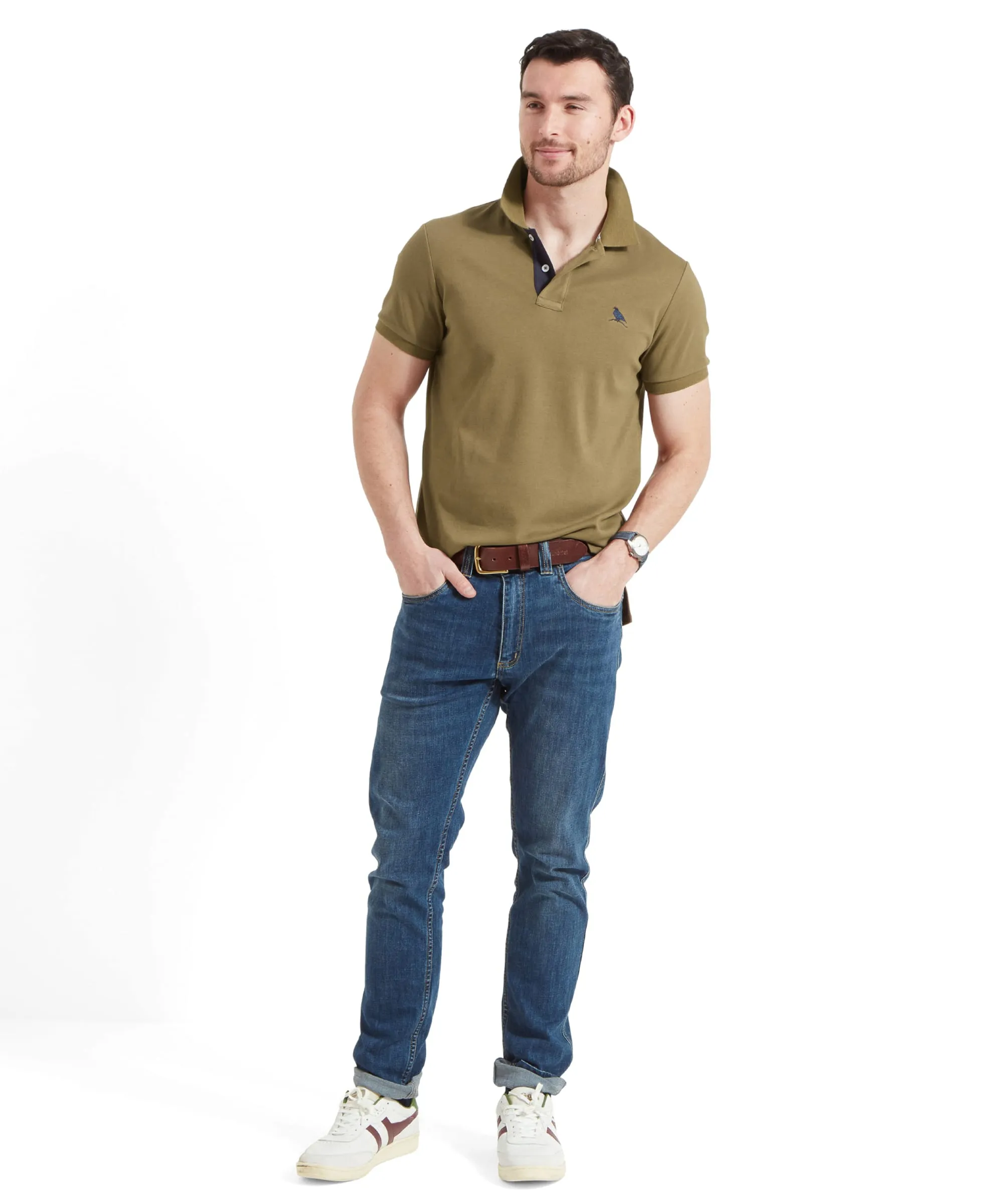 St Ives Jersey Polo Shirt - Dark Khaki Green