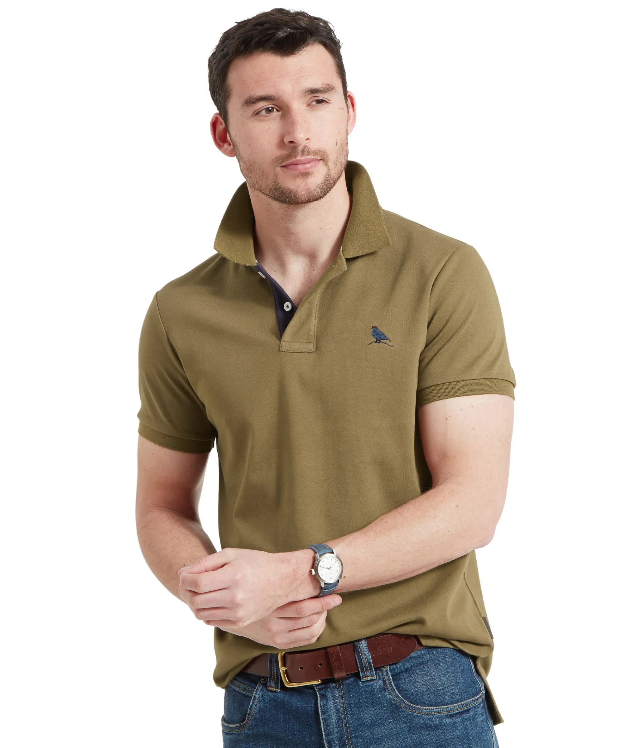 St Ives Jersey Polo Shirt - Dark Khaki Green
