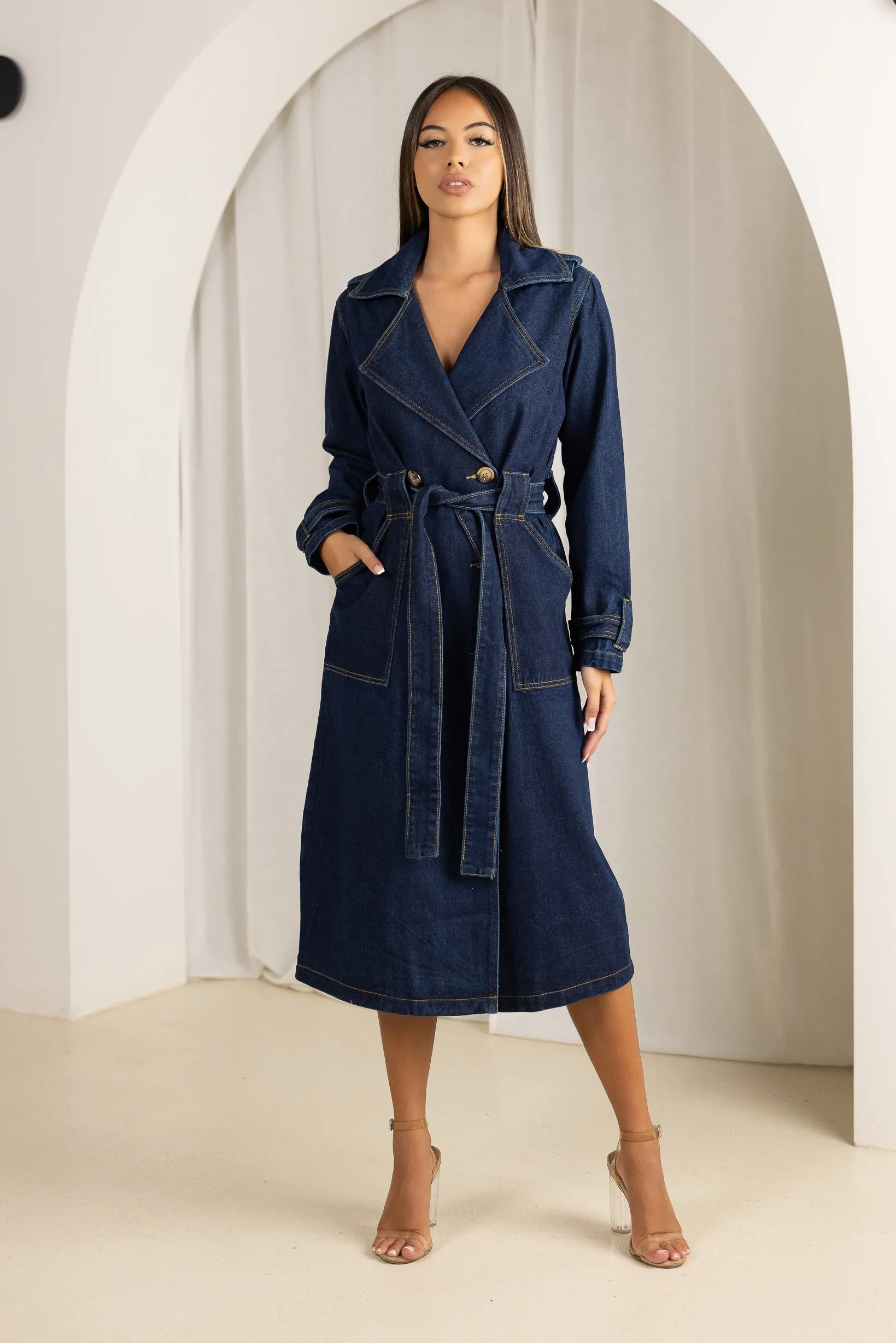 Taryn Denim Trench Coat