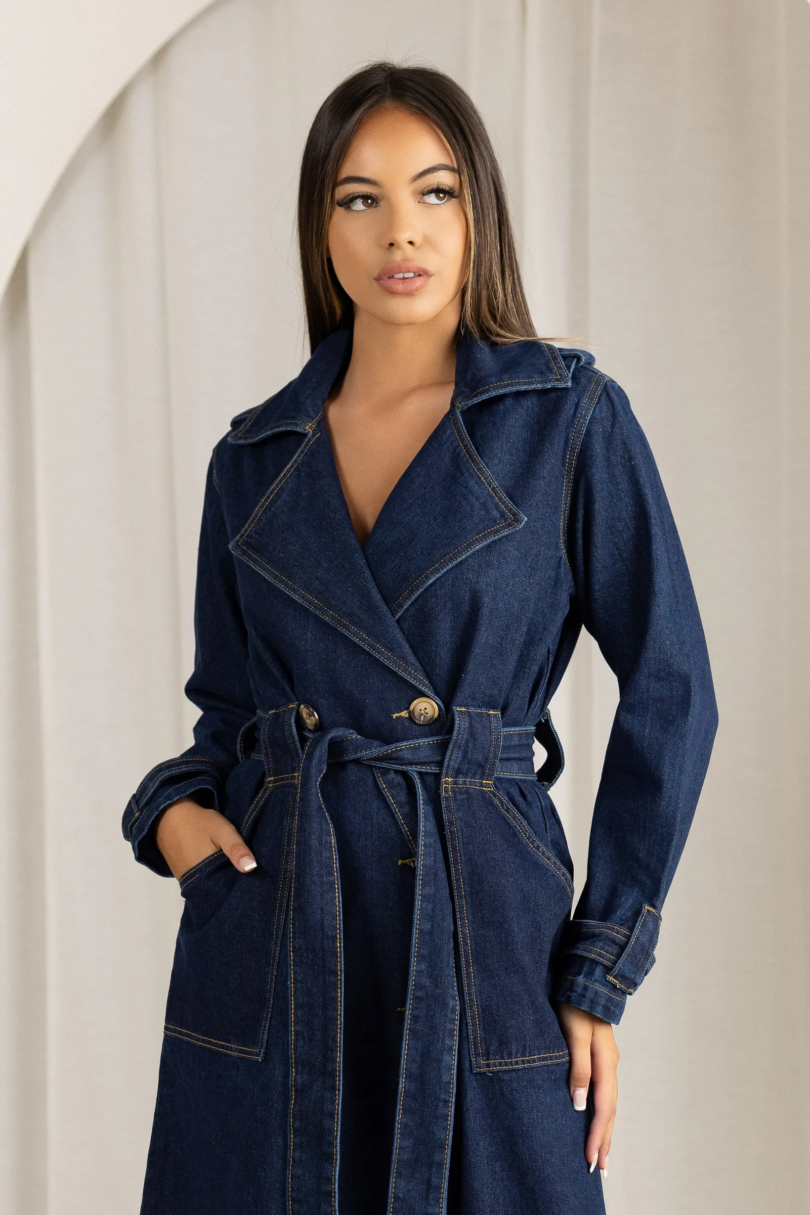 Taryn Denim Trench Coat