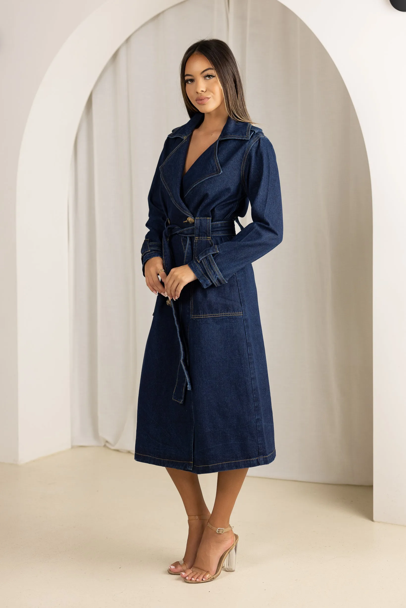 Taryn Denim Trench Coat