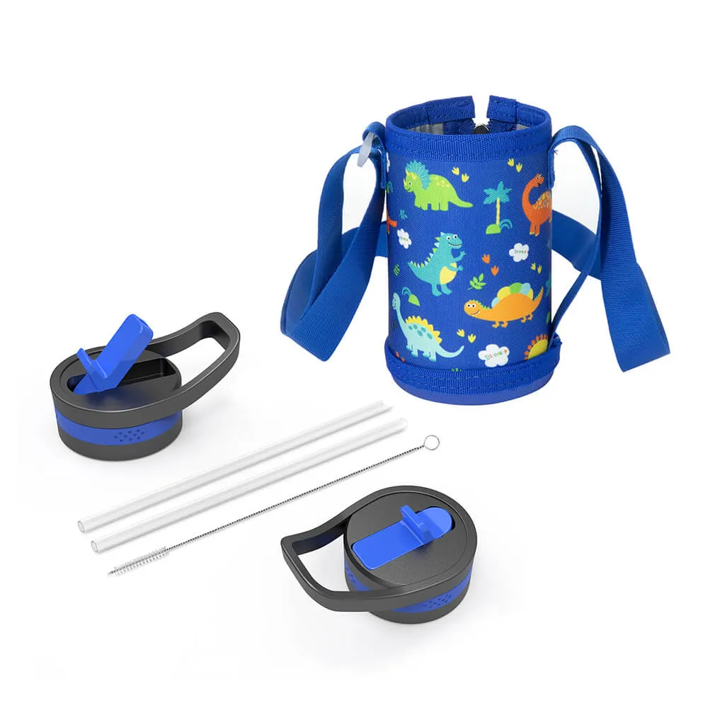 Water Bottle with Carrying Pouch for Kids | Dinosaurs | 14oz