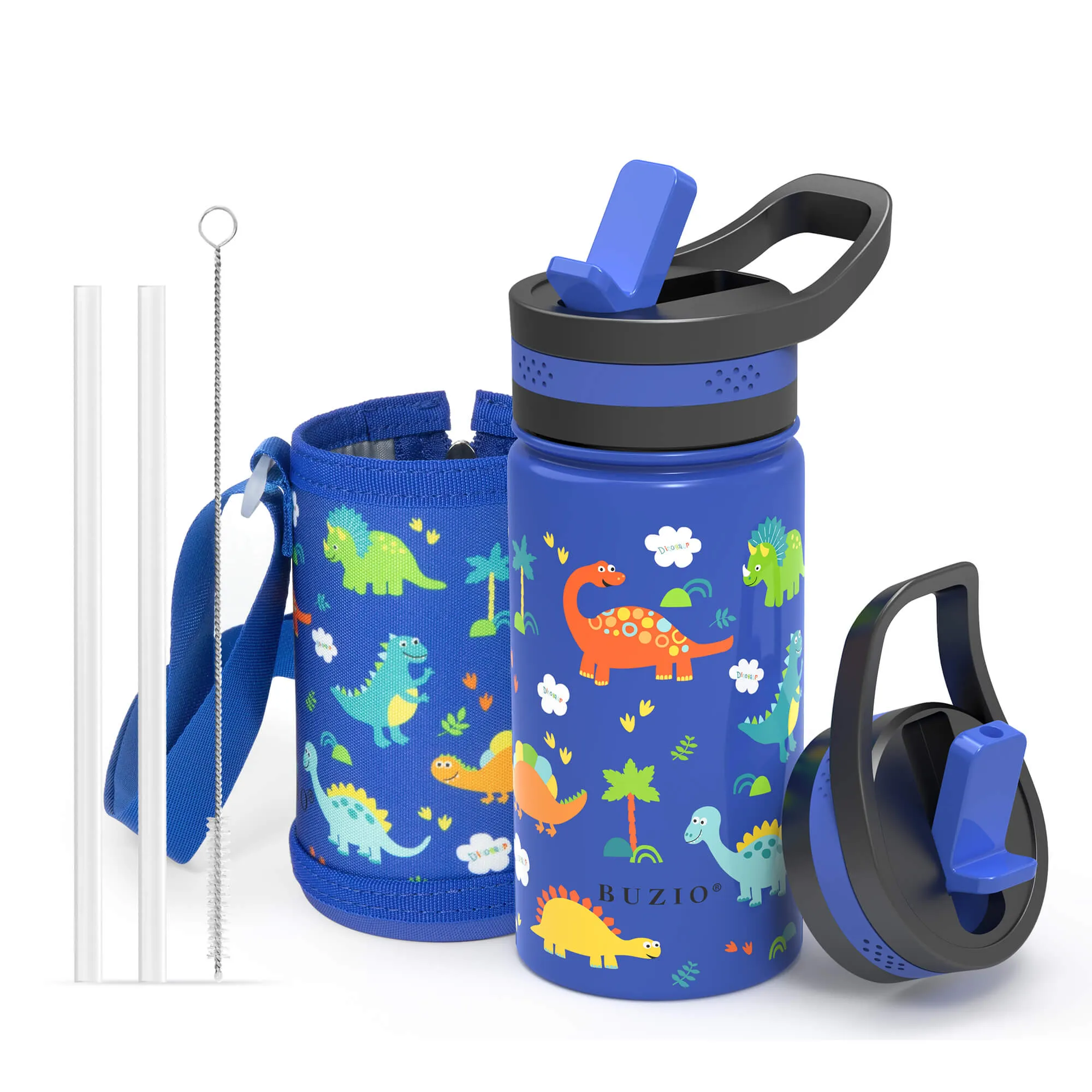 Water Bottle with Carrying Pouch for Kids | Dinosaurs | 14oz